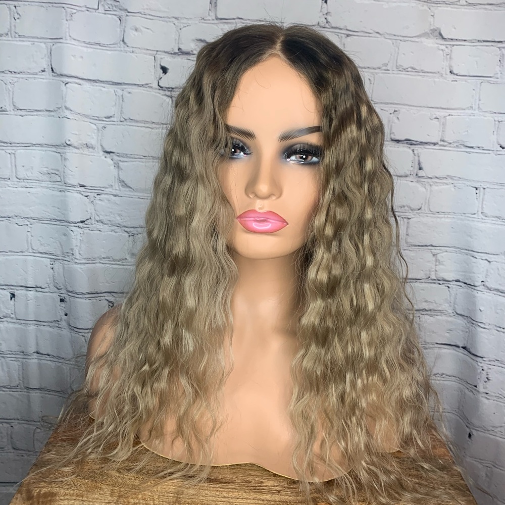 Ash blonde/brown closure wig